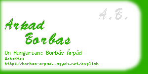 arpad borbas business card